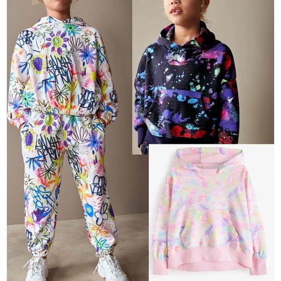 NEXT Fun Kids Lot Of Tie Dye Hoodies Tracksuit Set Art Graffiti